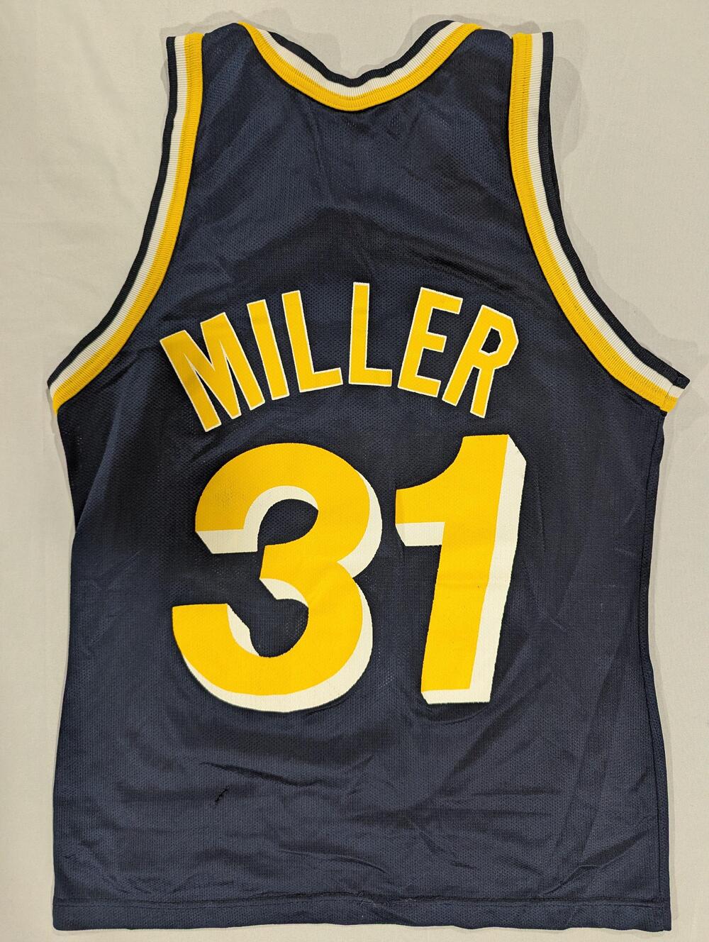 Vintage Indiana Pacers Jersey Mens 36 Blue NBA Basketball Champion Reggie Miller